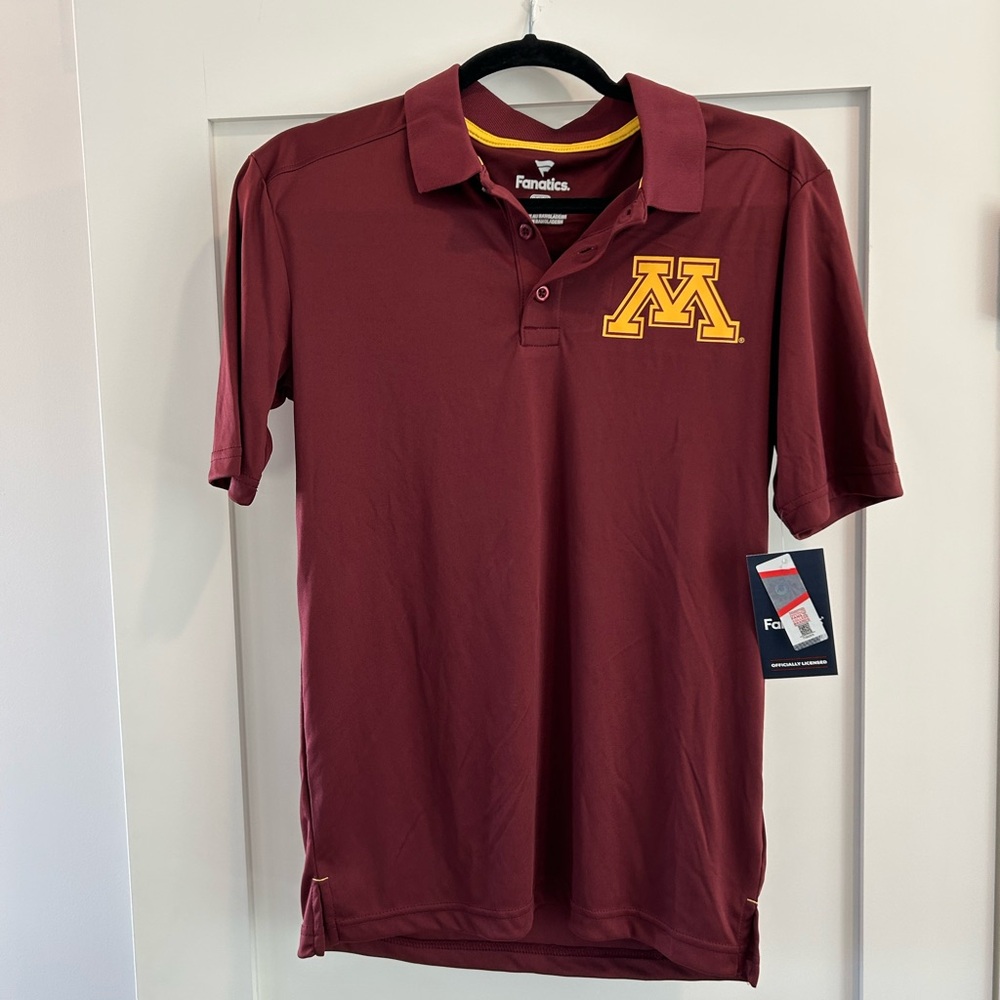 NWT Fanatics Maroon U of Mn Polo Shirt - S